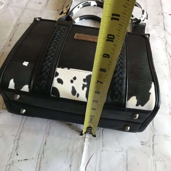 Wrangler Ladies Cow Print Mini Black Crossbody Tote Bag WG102S-8120BK - Picture 7 of 8